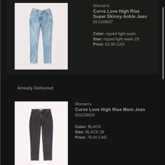 Abercrombie & Fitch Denim - Abercrombie Curve Love Jeans Size 29